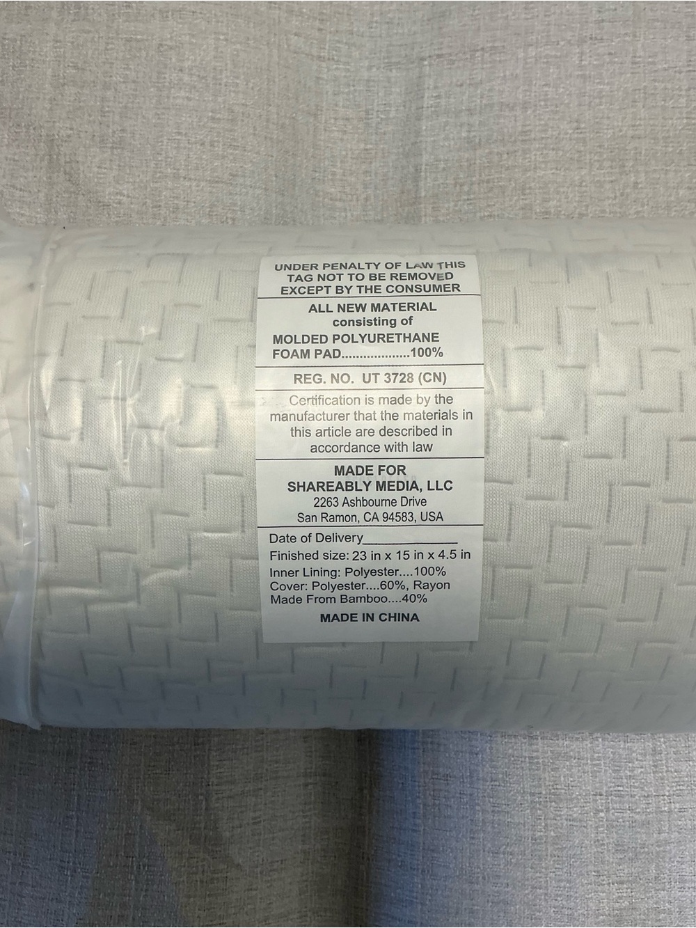 Dosaze Ergonomic Orthopedic Memory Foam Pillow Bamboo Cover NIP 23x15x4.5